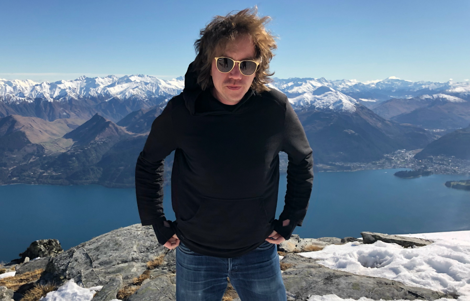 Andrew Mayfield on a mountain in Queenstown, New Zealand